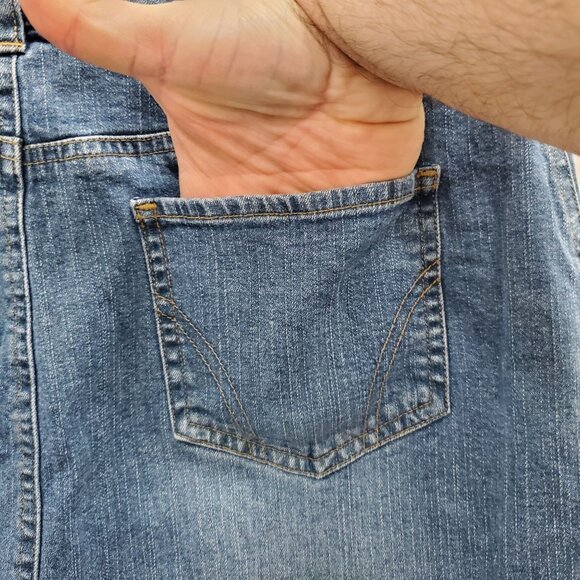 Ruff Hewn Women's Medium Wash Distressed Denim Maxi Long Pencil Jean Skirt Sz 10 - Picture 6 of 8